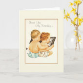 ヴィンテージ記念日のグリーティングカード カード (黄色い花)