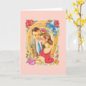 ヴィンテージ記念日のグリーティングカード カード (黄色い花)