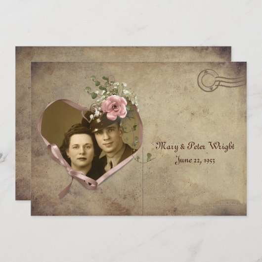 ヴィンテージ記念日はがきオープンハウス招待状 招待状 (正面/裏面)