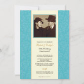 ヴィンテージ記念日パーティーカスタム招待状(アクア) 招待状 (裏面)