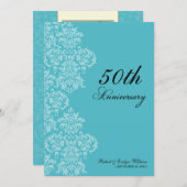 ヴィンテージ記念日パーティーカスタム招待状(アクア) 招待状 (正面/裏面)