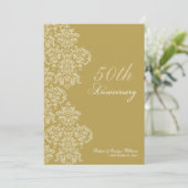 ヴィンテージ記念日パーティーカスタム招待状(金ゴールド) 招待状 (スタンド正面)