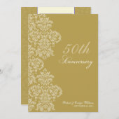 ヴィンテージ記念日パーティーカスタム招待状(金ゴールド) 招待状 (正面/裏面)