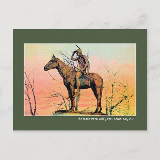 ヴィンテージ記念碑ザスカウト，カンザスシティーMO ポストカード (正面)