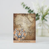 ヴィンテージ訪問アフリカ地図タイガーフローラ旅行 ポストカード (スタンド正面)