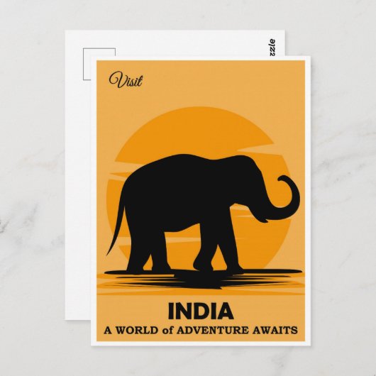 ヴィンテージ訪問インド象の旅行 ポストカード (正面/裏面)
