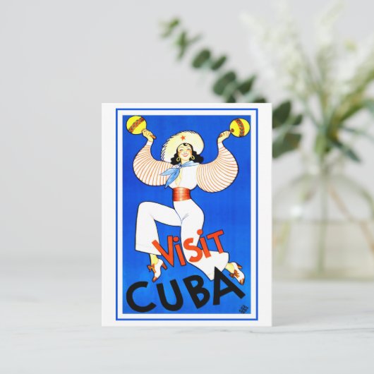 ヴィンテージ訪問キューバ旅行ポスター ポストカード (スタンド正面)