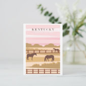 ヴィンテージ訪問ケンタッキー馬旅行ポスターピンク ポストカード (スタンド正面)