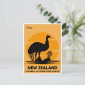 ヴィンテージ訪問ニュージーランドEmu旅行 ポストカード (スタンド正面)