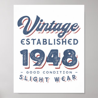 ヴィンテージ設立1948 74th Birthday Partyレトロ ポスター