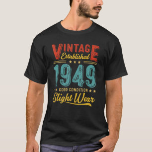 ヴィンテージ設立1949レトロ73番目の誕生日Decor Tシャツ
