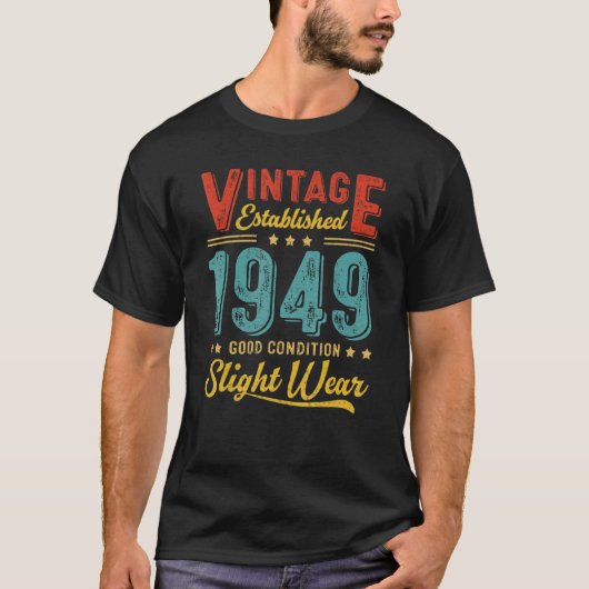 ヴィンテージ設立1949レトロ73番目の誕生日Decor Tシャツ (正面)
