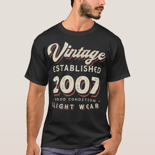 ヴィンテージ設立2007 15th Birthday Partyレトロ Tシャツ (正面)