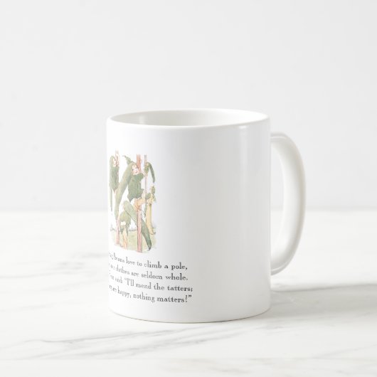 ヴィンテージ詩の小豆かわいいキッズベジタブルグリーン コーヒーマグカップ (正面右)