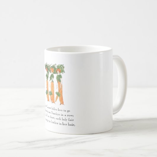 ヴィンテージ詩ニンジン野菜かわいいレディースマグ コーヒーマグカップ (正面右)