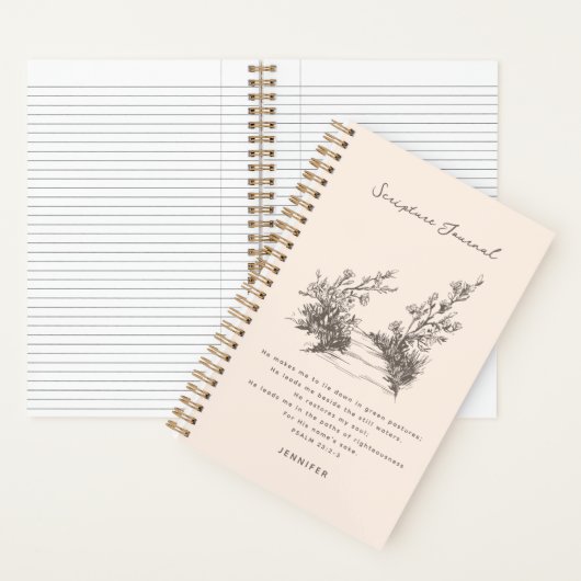 ヴィンテージ詩編23パーソナライズされた聖なる書物、 経典 ノートブック (内側)