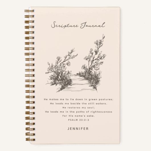 ヴィンテージ詩編23パーソナライズされた聖なる書物、 経典 ノートブック (正面)
