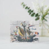 ヴィンテージ詳細オルテリアス地図マゼラン船ビクトリア ポストカード (スタンド正面)