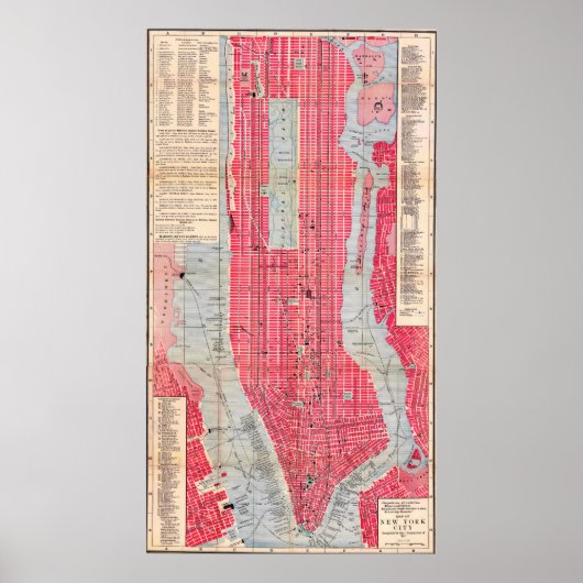 ヴィンテージ詳細1893年ニューヨーク地図ポスター ポスター (正面)