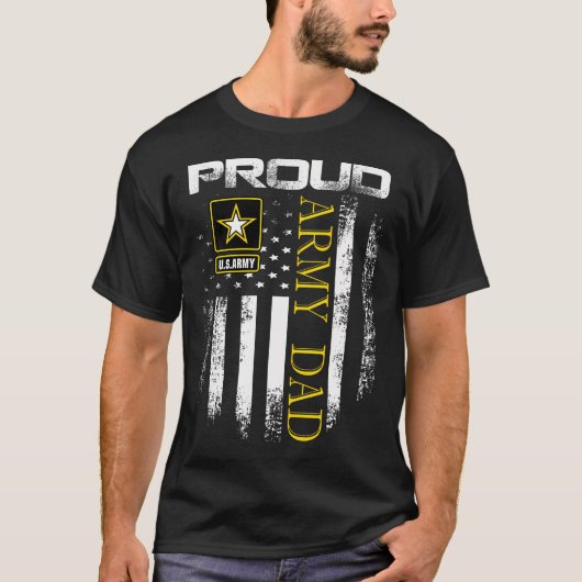 ヴィンテージ誇りを持った軍パパとアメリカ国旗の贈り物 Tシャツ (正面)