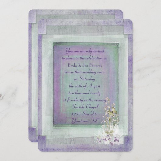 ヴィンテージ誓いの更新ウェディング 招待状 (正面/裏面)