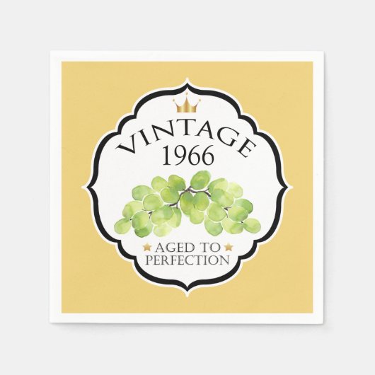 ヴィンテージ誕生年誕生日ワインラベル スタンダードカクテルナプキン (正面)