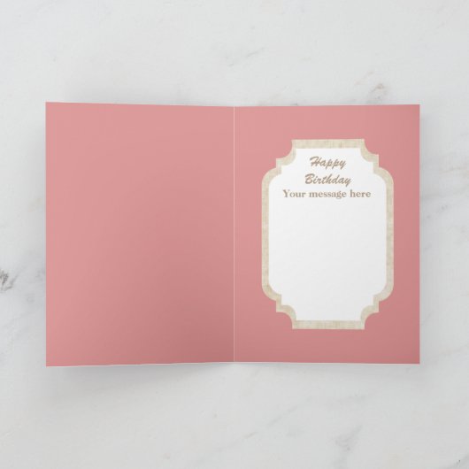 ヴィンテージ誕生日の女の子がメッセージカードを追加 カード (内部)