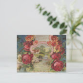 ヴィンテージ誕生日の挨拶かわいらしの花 ポストカード (スタンド正面)