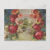 ヴィンテージ誕生日の挨拶かわいらしの花 ポストカード (正面)