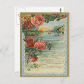 ヴィンテージ誕生日の挨拶はがき ポストカード (正面/裏面)