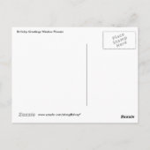 ヴィンテージ誕生日の挨拶ウィンドウ花 ポストカード (裏面)