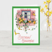 ヴィンテージ誕生日の挨拶 カード (黄色い花)