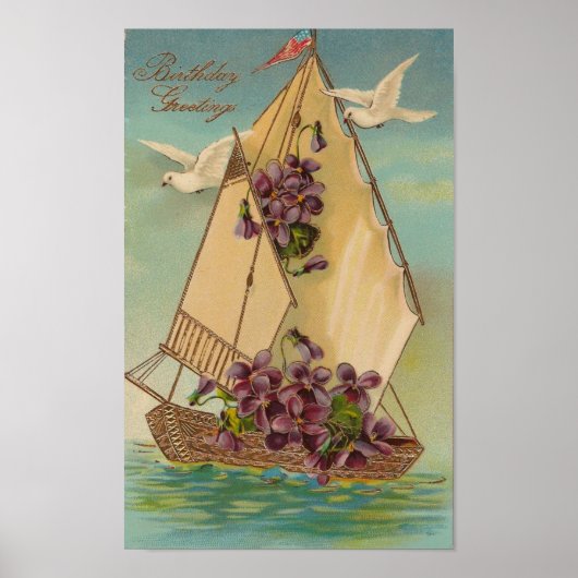 ヴィンテージ誕生日の挨拶 ポスター (正面)