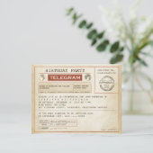 ヴィンテージ誕生日の電報の招待状 招待状 (スタンド正面)