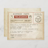 ヴィンテージ誕生日の電報の招待状 招待状 (正面/裏面)