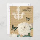 ヴィンテージ誕生日はがき（シャンデリア付き） ポストカード (正面/裏面)