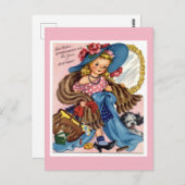 ヴィンテージ誕生日はがき ポストカード (正面/裏面)