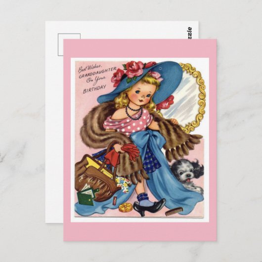 ヴィンテージ誕生日はがき ポストカード (正面/裏面)