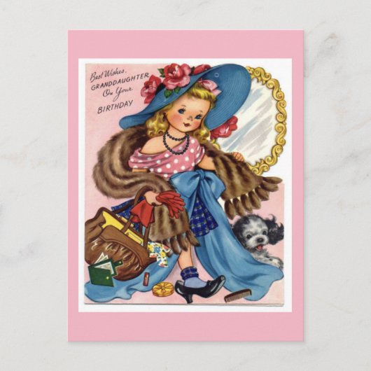 ヴィンテージ誕生日はがき ポストカード (正面)
