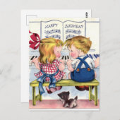 ヴィンテージ誕生日はがき ポストカード (正面/裏面)