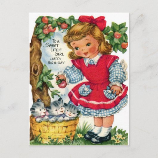 ヴィンテージ誕生日はがき ポストカード (正面)