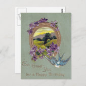 ヴィンテージ誕生日はがき ポストカード (正面/裏面)