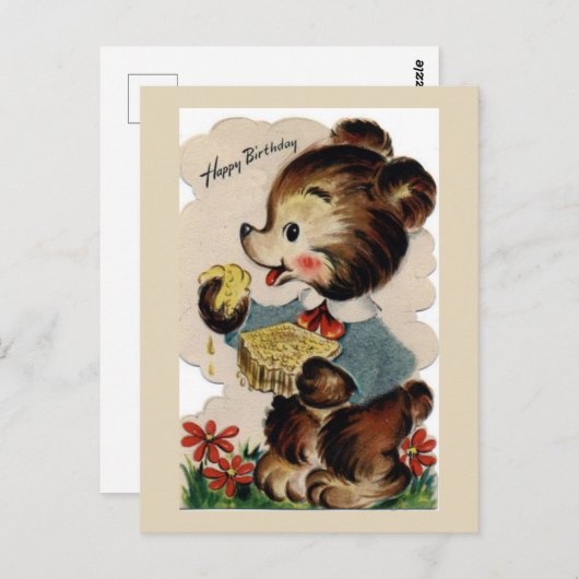 ヴィンテージ誕生日はがき ポストカード (正面/裏面)