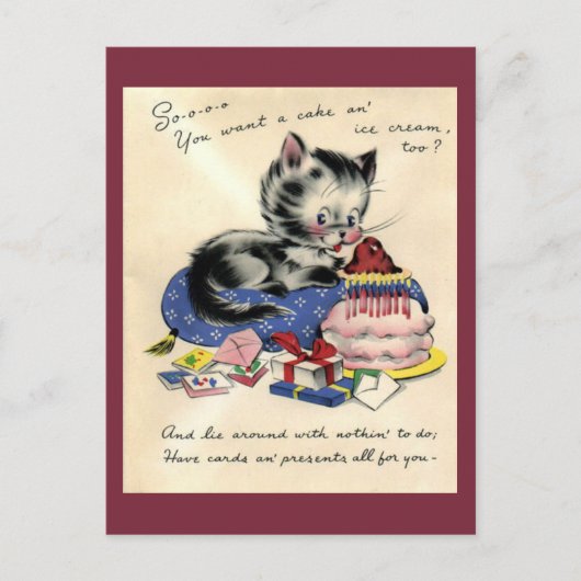 ヴィンテージ誕生日はがき ポストカード (正面)