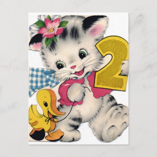 ヴィンテージ誕生日はがき ポストカード (正面)