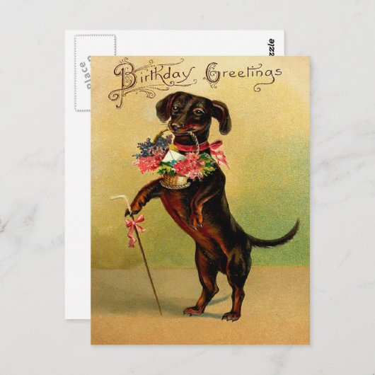 ヴィンテージ誕生日はがき ポストカード (正面/裏面)