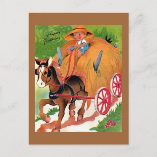 ヴィンテージ誕生日はがき ポストカード (正面)