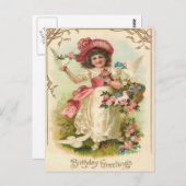 ヴィンテージ誕生日はがき ポストカード (正面/裏面)