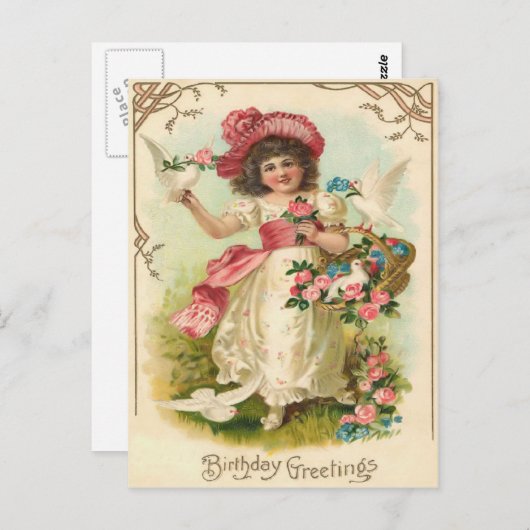 ヴィンテージ誕生日はがき ポストカード (正面/裏面)