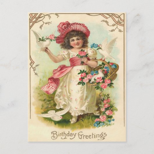 ヴィンテージ誕生日はがき ポストカード (正面)